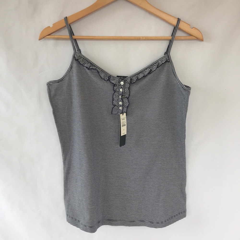 Talbots Ruffle Trim Tank Striped